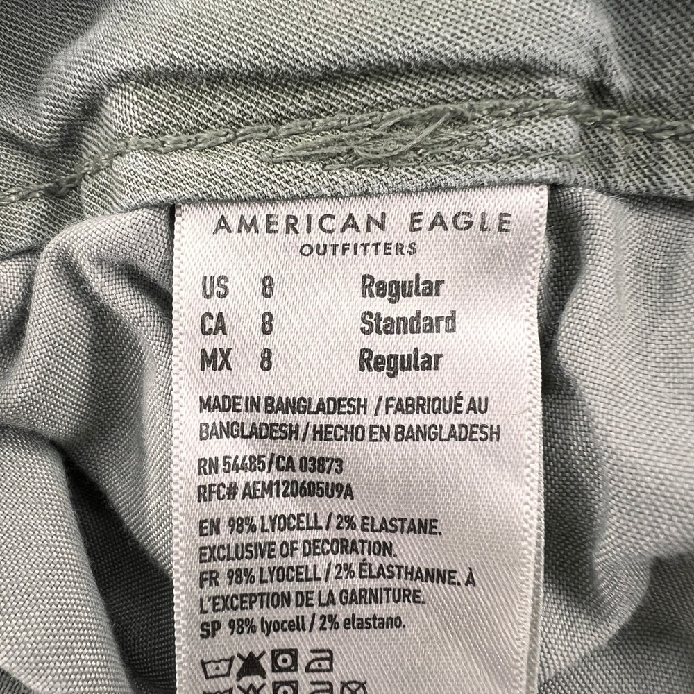 American Eagle Super High Rise Baggy Wide Leg Cargo Pants Women 8 Olive Green - Picture 5 of 13